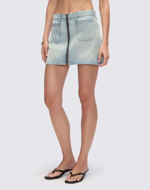 West Zip Skirt - Solana Blue