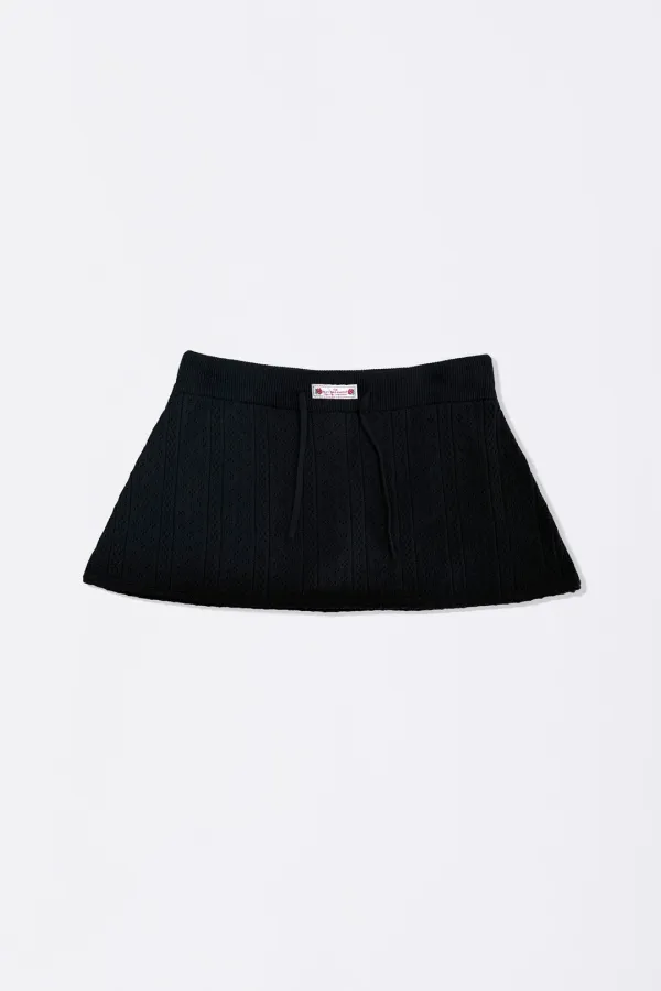 Eyelet Knit Skort Black