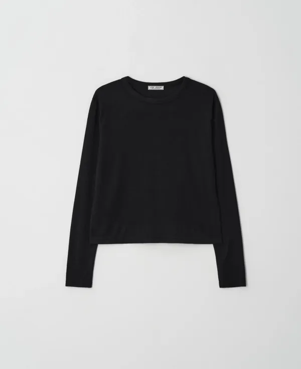 Basic Crop Round Tee_BLACK