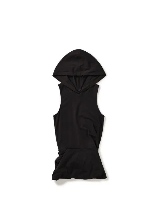HOODED SLEEVELESS TOP (BLACK)