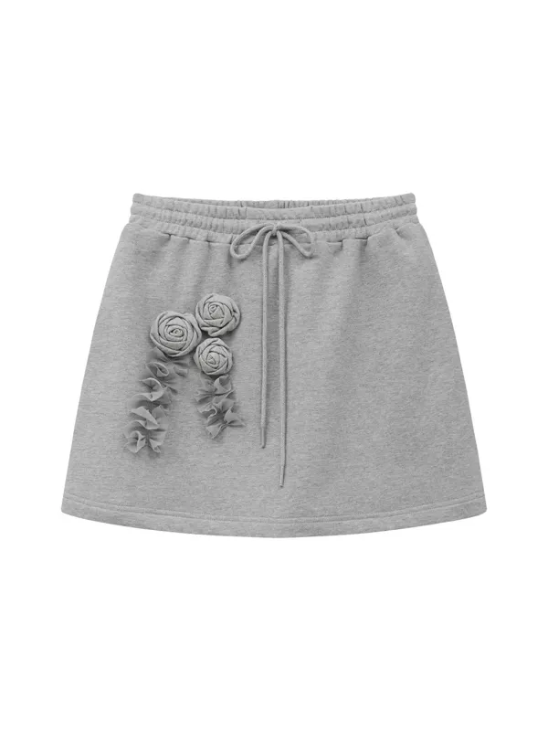 ROSE CORSAGE FRILL SKIRT (MELANGE)