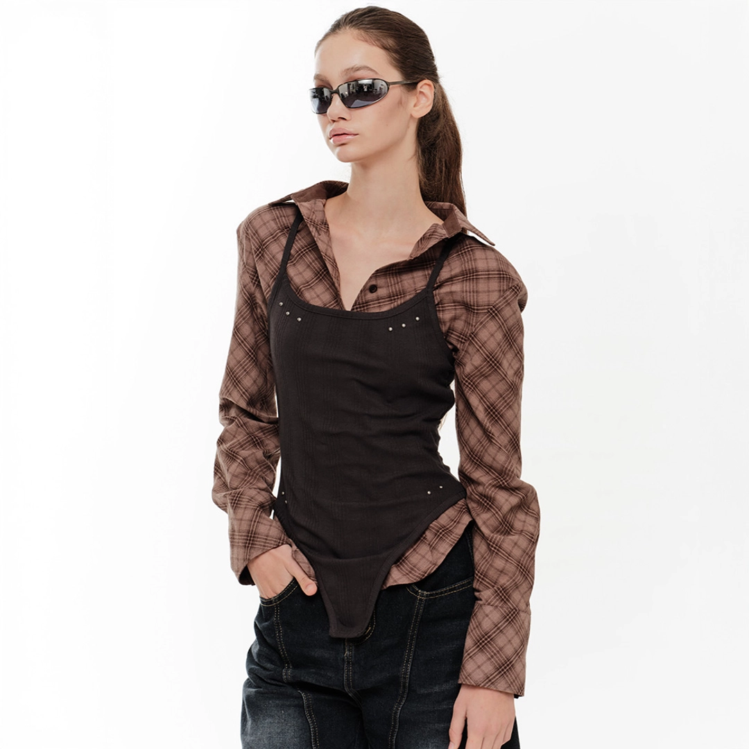 2000아카이브 VITT STUD BODYSUIT (CHARCOAL) 상품 이미지 1