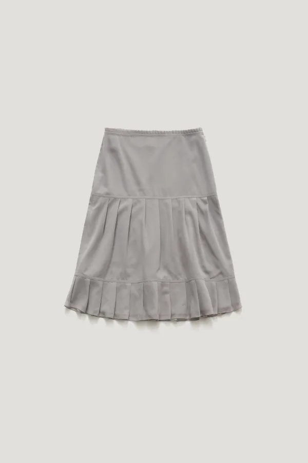 MARIE SHEER PLEATED SKIRT_MUTED GREY / ₩189,000