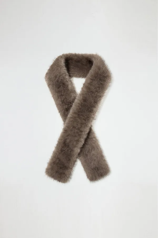 LONG FUR MUFFLER - BROWN