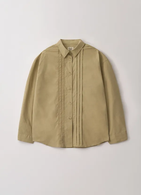 Cafri Pin-tuck Cotton Shirt (Khaki Beige)