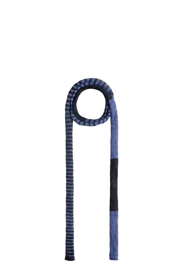 MULTI STRIPE ALPACA BLENDED MUFFLER IN BLUE