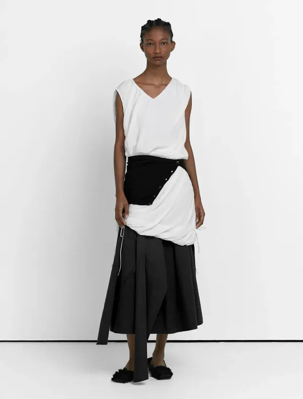 DRAPE SHEER DRESS [WHITE]