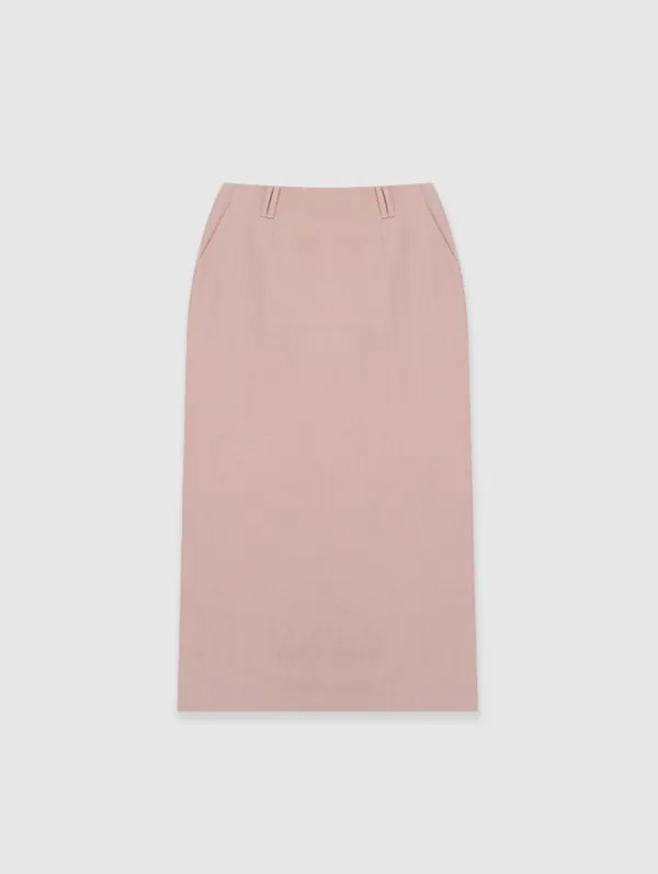 Linen Double Belt Skirt (Pink)
