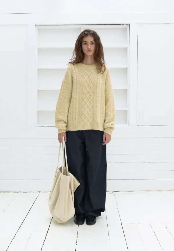 Fisherman cable sweater (butter)