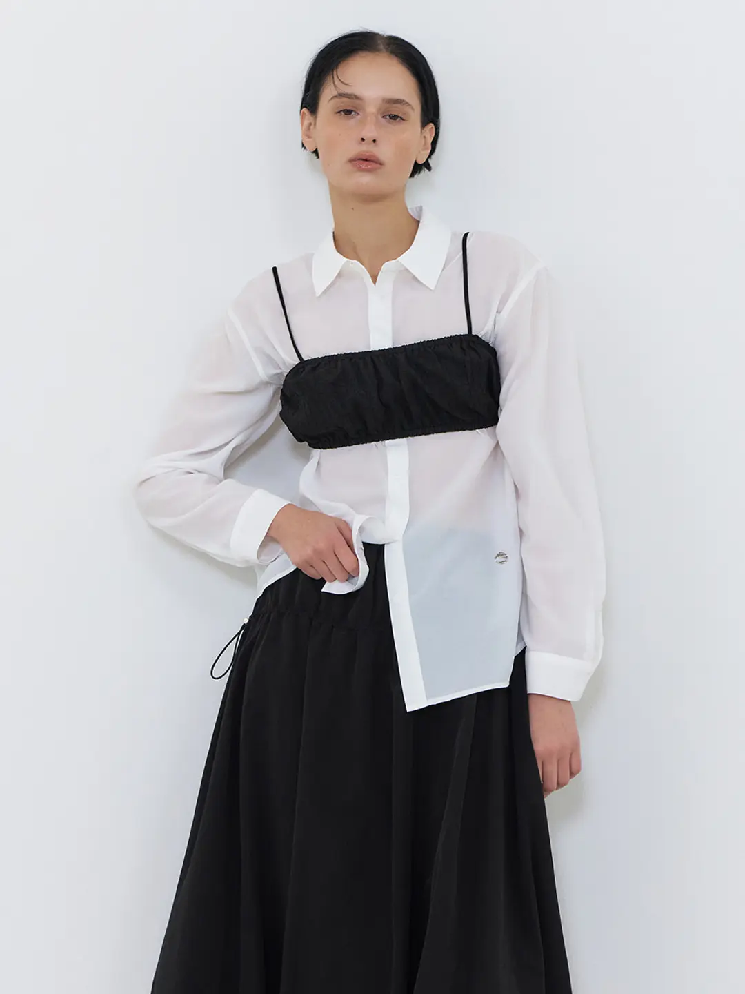 에트몽 Flow Sheer Shirt, White 상품 이미지 2
