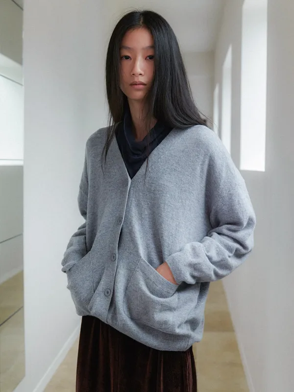[26FW] Pocket Knit Cardigan - Blue