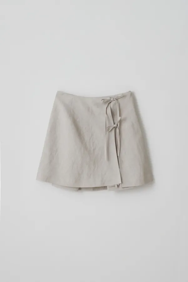 T/T Linen wrap skirt (gray)