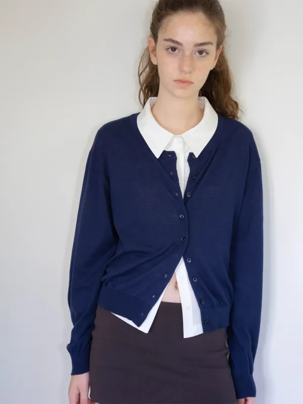 moss button cardigan (navy)