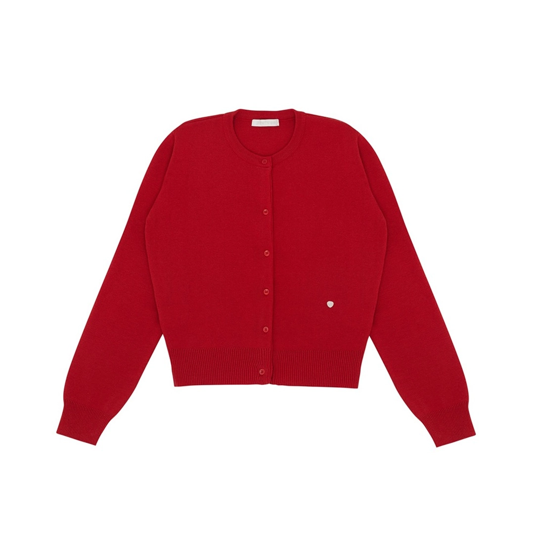 피브비 Round Neck Knit Cardigan (cherry red) 상품 이미지 1