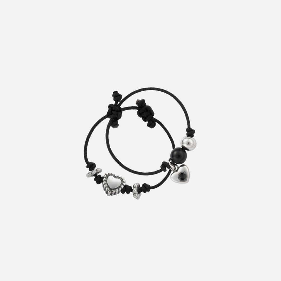 엔프프 gem string ring set-heart black 상품 이미지 1