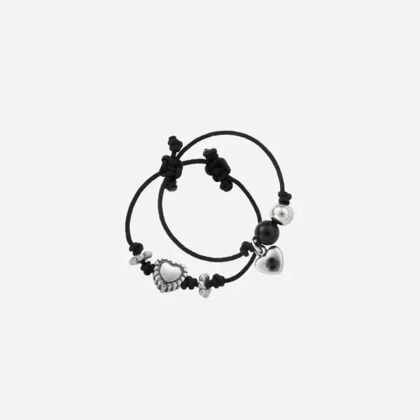 gem string ring set-heart black
