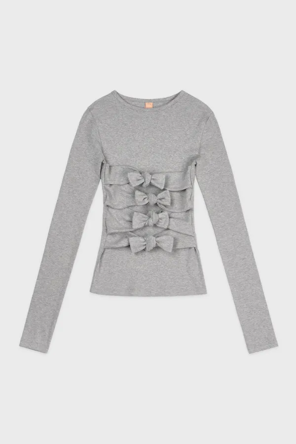 Ribbon Tie T-Shirt (Melange Grey)