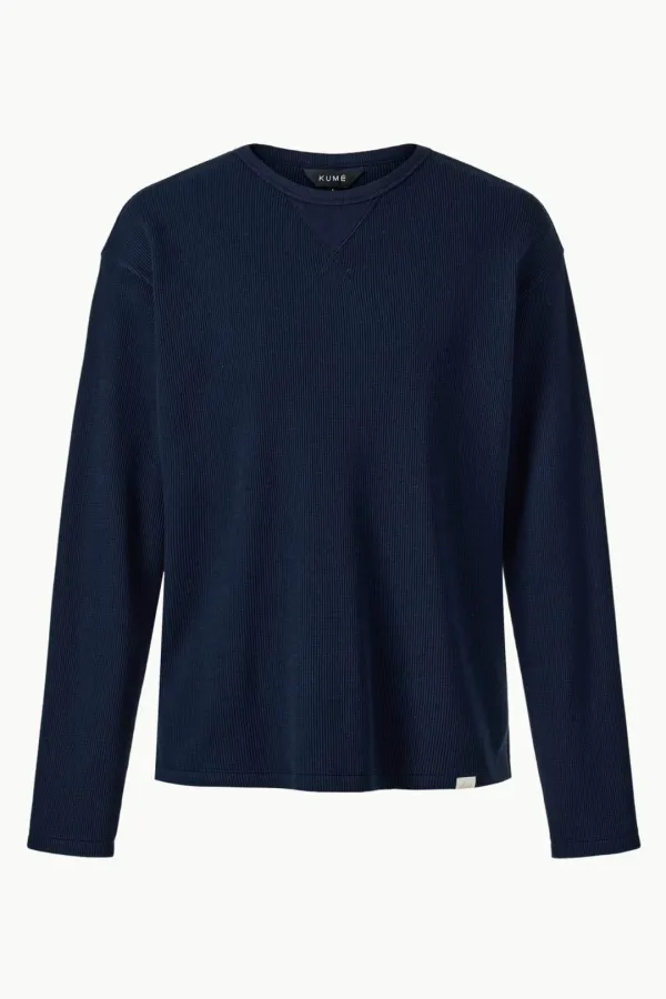 Men\'s Waffle Jersey Long Sleeves T-shirt, Navy