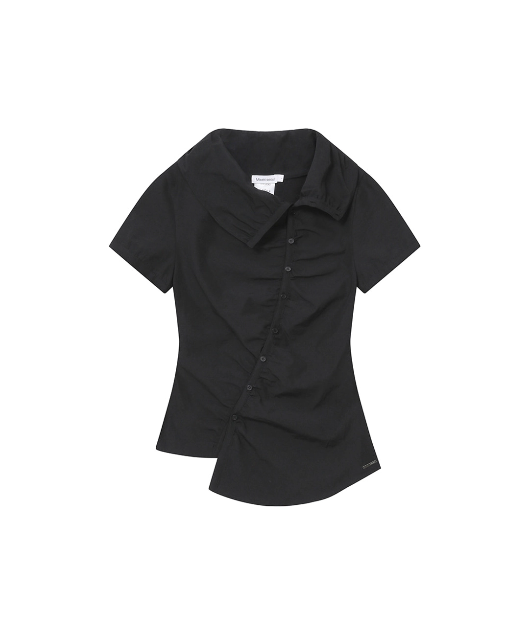 미세키서울 [레이 PICK] High neck shirring button shirt BLACK 상품 이미지 1