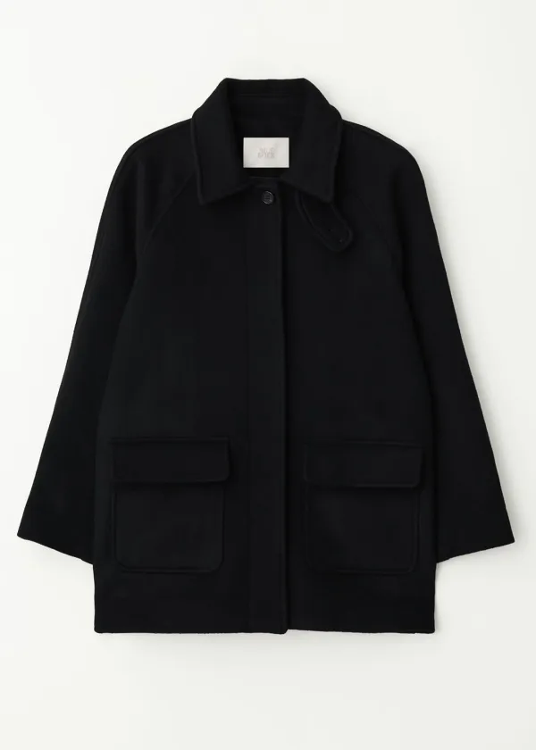 Classic wool half coat (black)