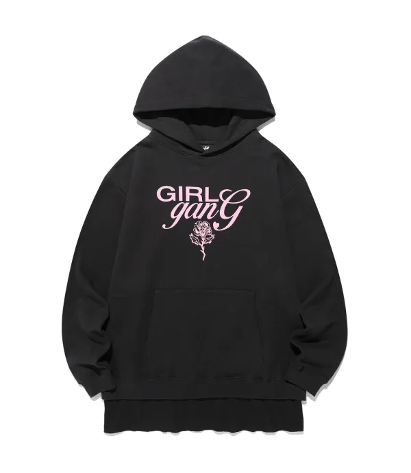layered dress girl gang hoodie[black]