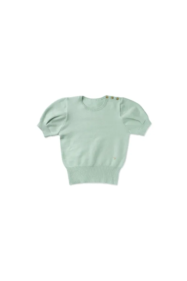 Slim button half knit_mint