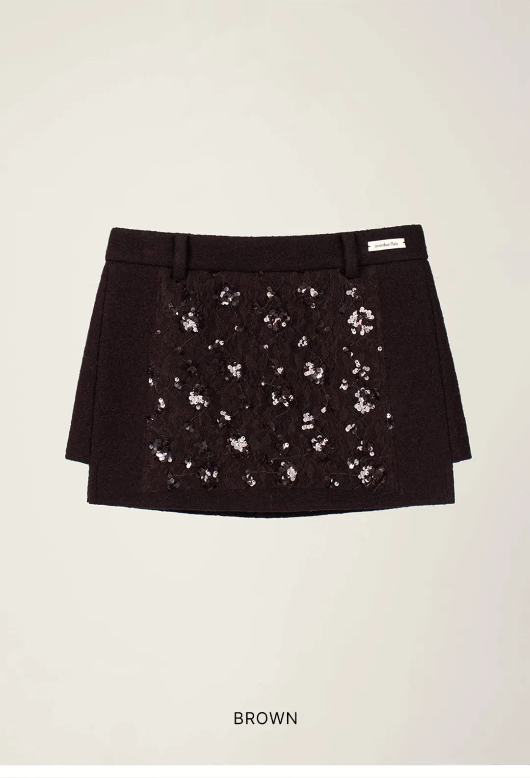 오버듀플레어 SPANGLE WOOL MINI SKIRT_BROWN 상품 이미지 1