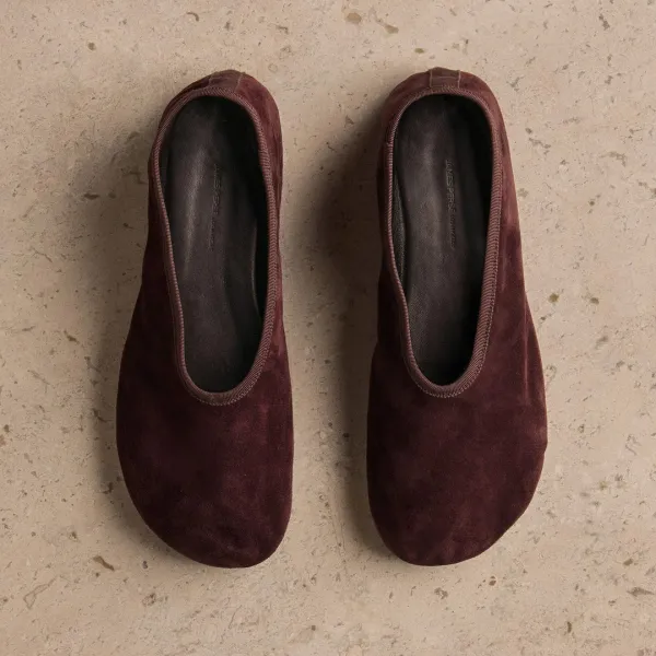 Women's Binded Suede Ballet Flat - Deep Burgundy/Wine