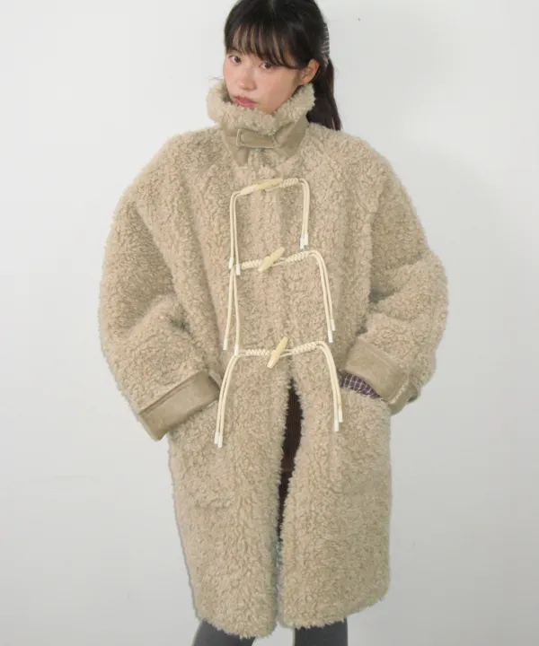 HIGH NECK TOGGLE HALF COAT BEIGE