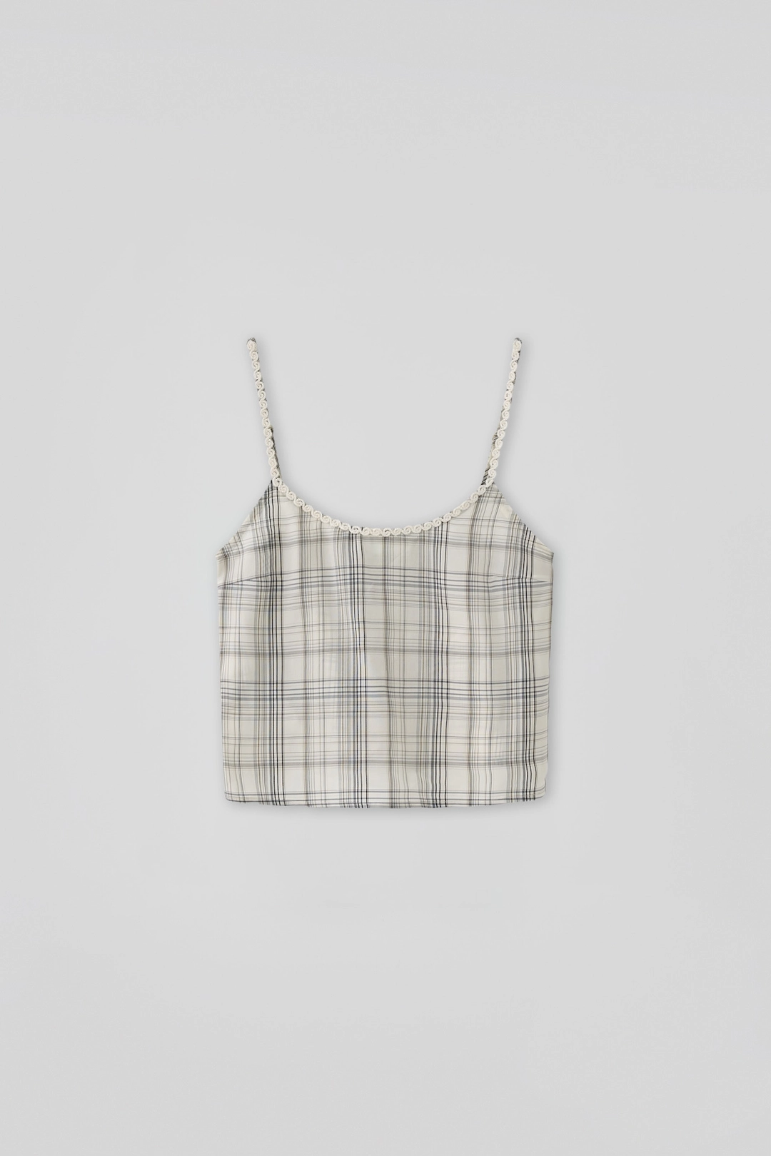 타낫 (1st re-stock) T/T Check string sleeveless top (cream)