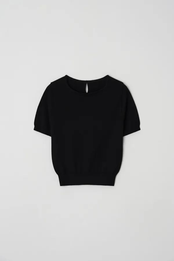 [5th reorder] sugar half sleeve knit (black)