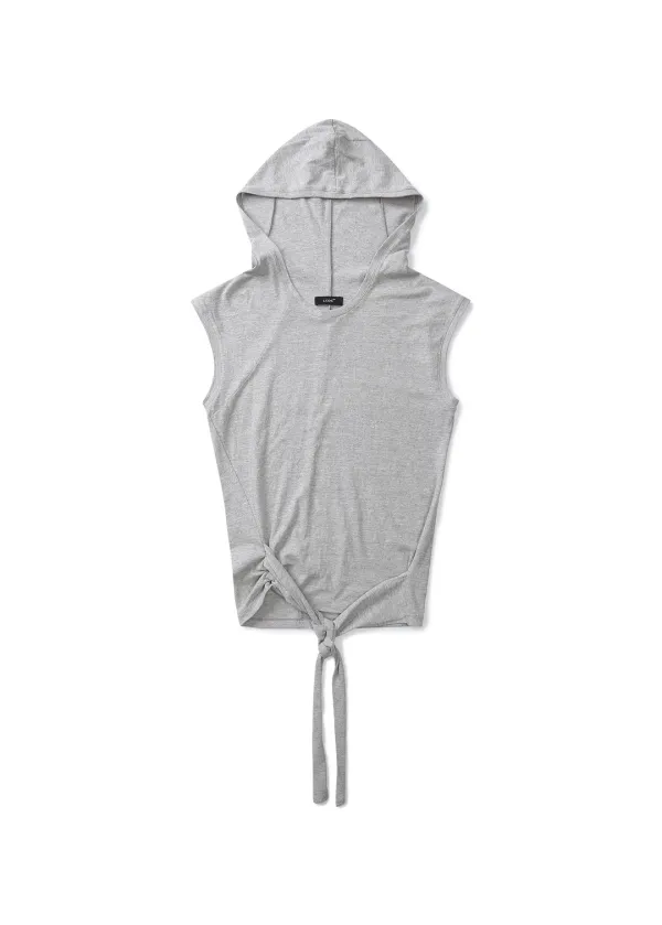[2nd REORDER] STRAP HOODED SLEEVELESS TOP (MELANGE GREY)