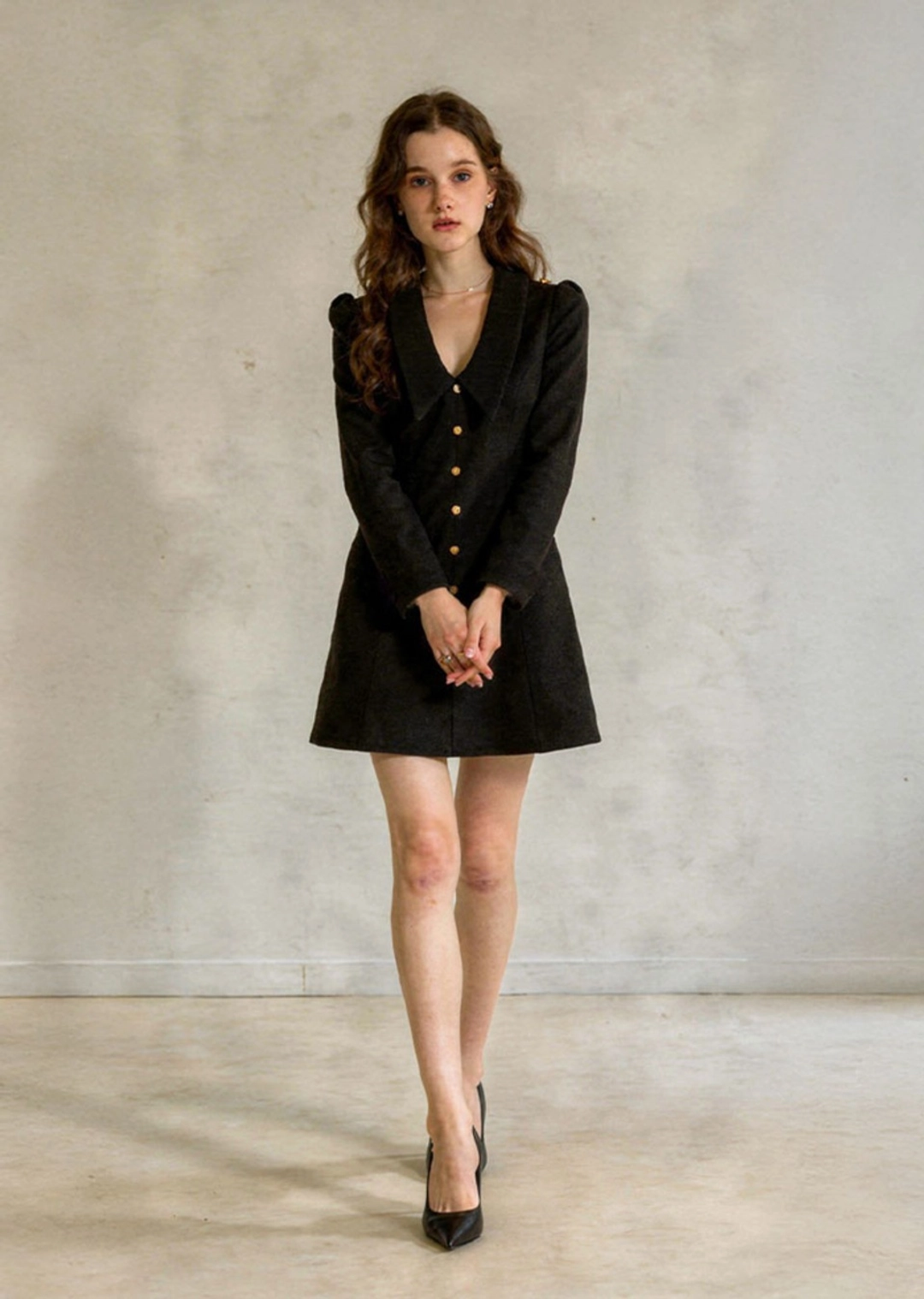 아노에틱 ANC COLLAR TWEED MINI DRESS_BLACK 상품 이미지 2