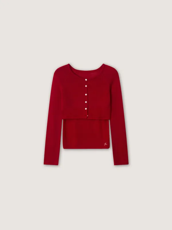 [2nd] Sweeny Cardigan Set - Red