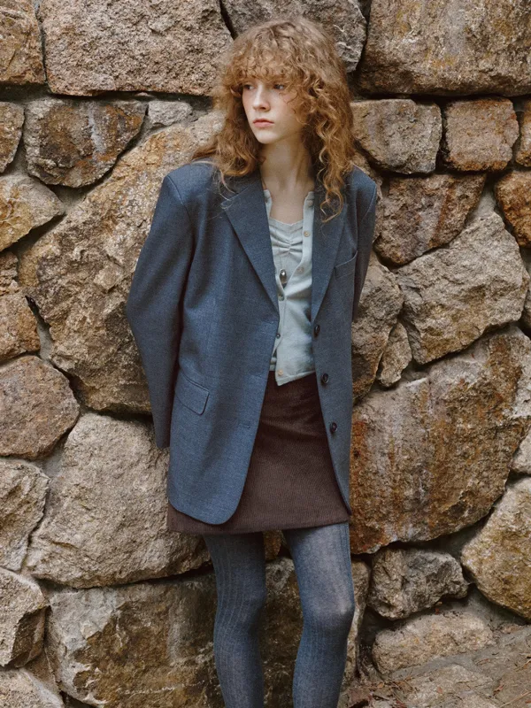 Loose fit three button jacket [KNFW07JK04]_Charcoal