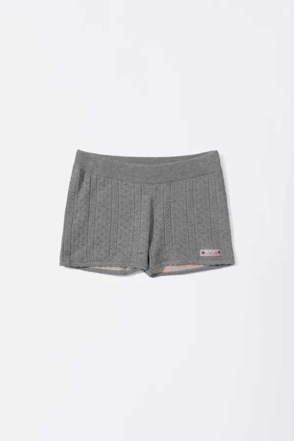 Eyelet Knit Shorts Melange Gray