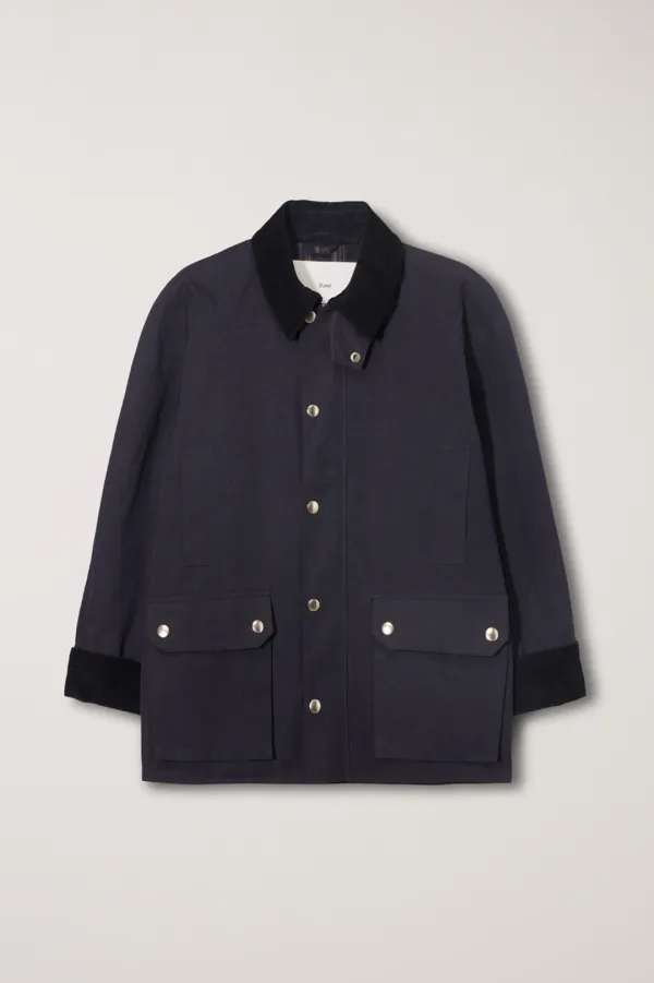 UNISEX WAXED COTTON HUNTING JACKET NAVY_UDJU5C111N2