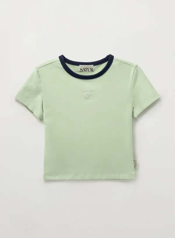 (W) Apero Crop Ringer T-Shirt - Mint