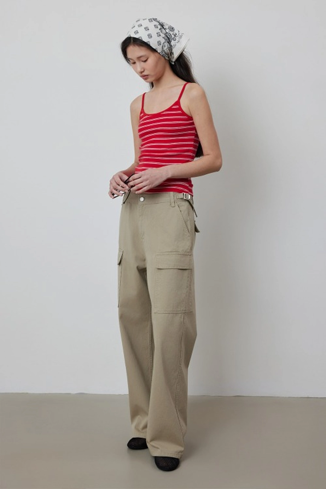 퀸스래빗 Cotton Chino Washing Buckle Straight Cargo Pants 상품 이미지 1