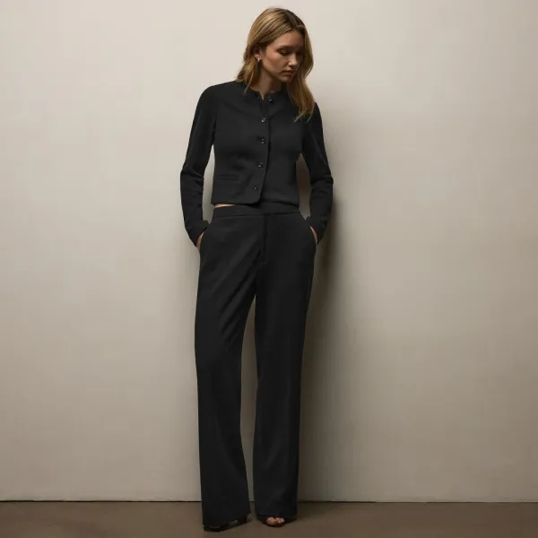 Brushed Cotton Knit Trouser - Black