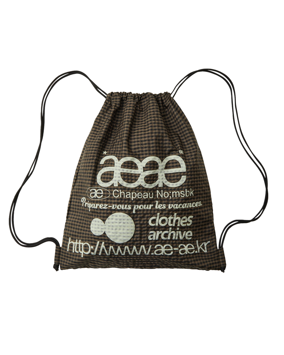 에이이에이이 WEB LOGO CHECK GYM SACK [BROWN] 상품 이미지 2