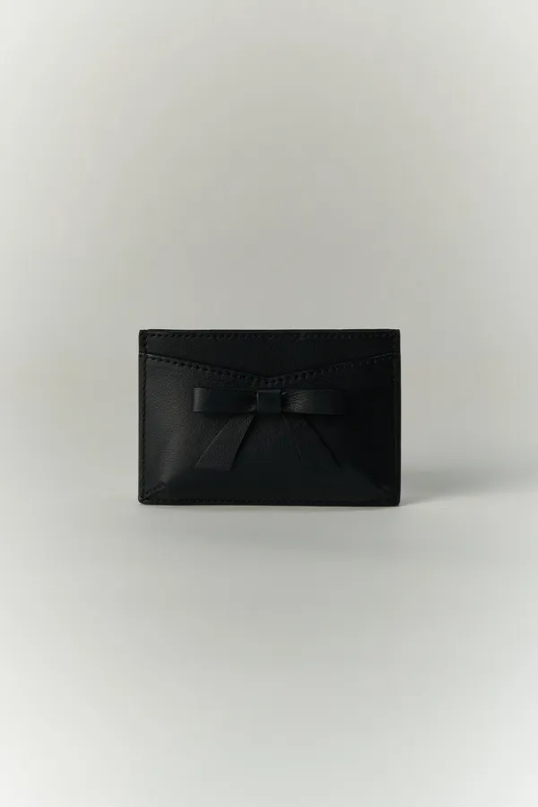 [Italian Leather] Tis Bow Card Wallet (Black)
