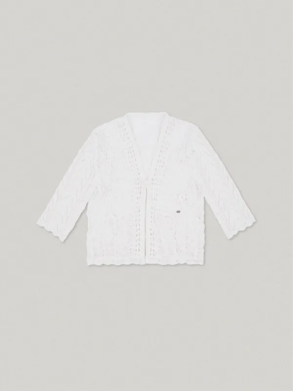 CROCHET KNIT CARDIGAN (WHITE)