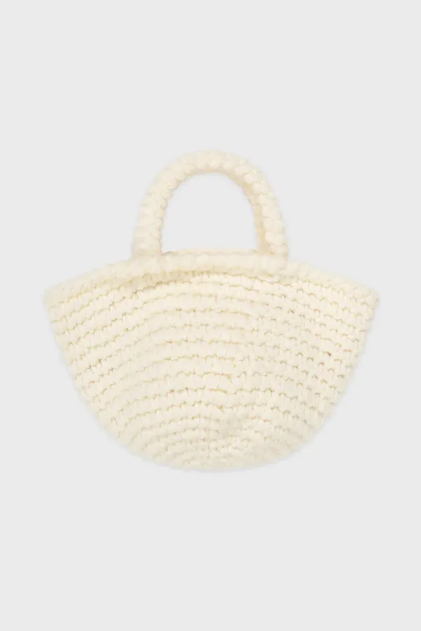 Handmade Knit Tote Bag (Ivory)