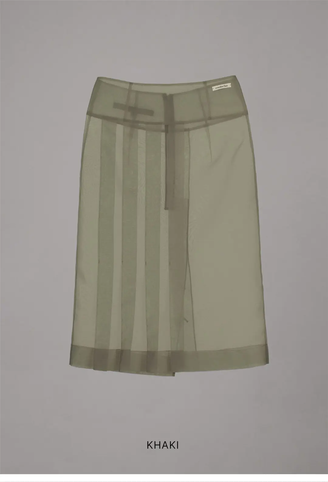 오버듀플레어 SHEER ORGANZA PLEATED SKIRT_KHAKI 상품 이미지 3