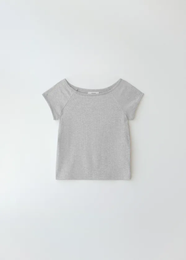 Pebble lace scoop tee (melange gray)