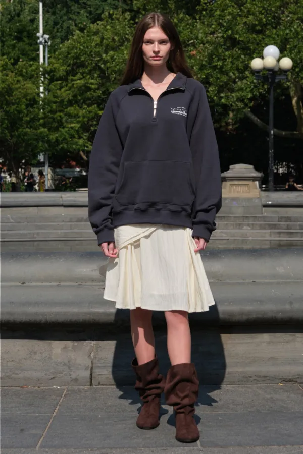 [Release] Edit Half Zip-Up Sweatshirt - Charcoal