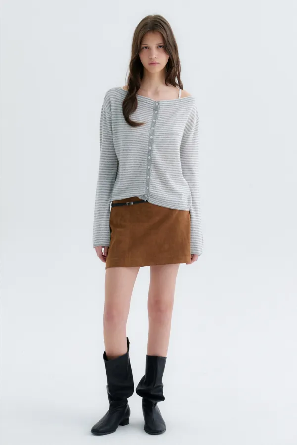 [Release] Belted Suede Mini Skirt - Camel Brown