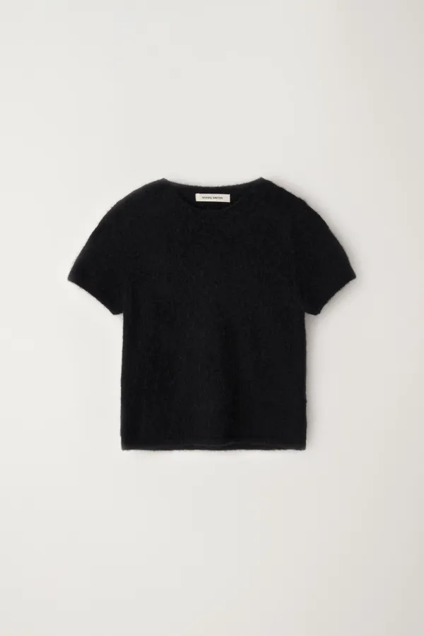Kotte alpaca short sleeve knit (Black)