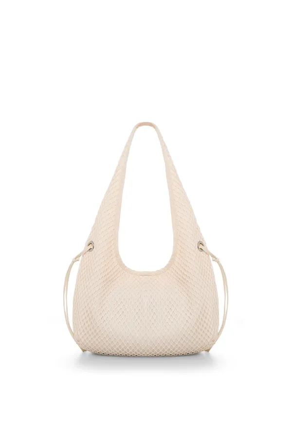 SIDE STRAP MESH MINI TOTE BAG IN IVORY